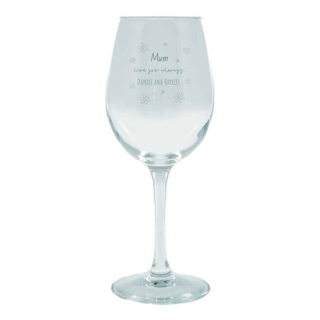Personalised Flowers Wine Glass - Love You Always