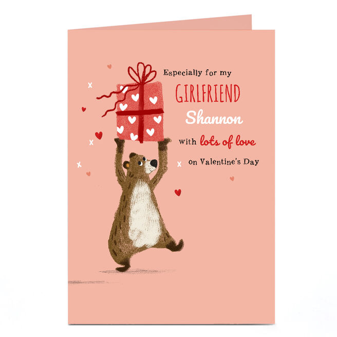 Personalised Valentine's Day Card - Bear lifting Gift