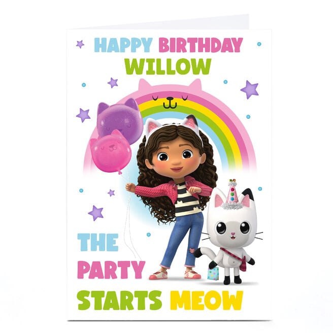 Personalised Gabby's Dollhouse Birthday Card - The Party Starts Meow