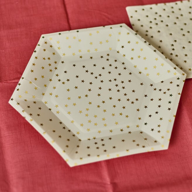 Cream & Gold Starry Paper Plates - Pack of 10