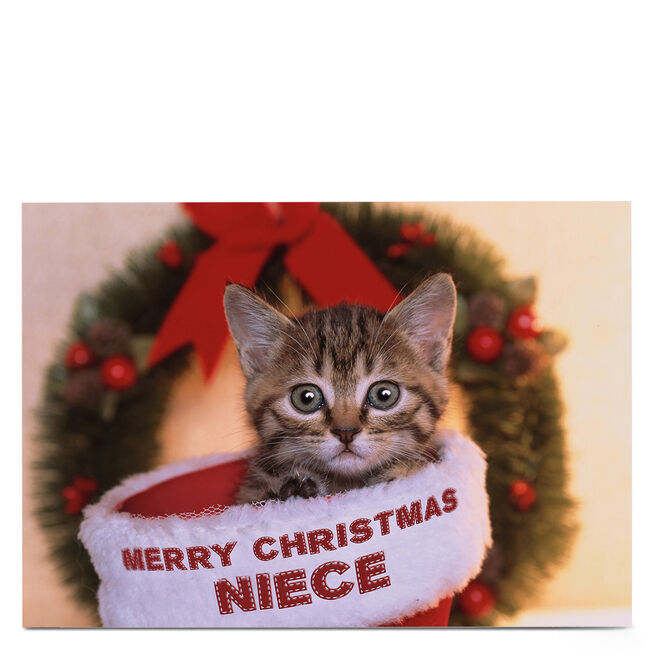 Personalised Christmas Card - Christmas Cat Niece
