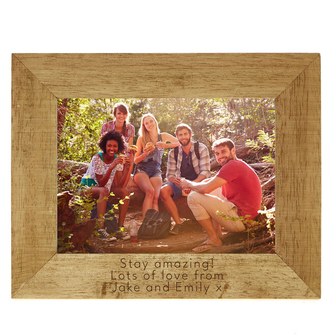 Personalised Engraved Wooden Photo Frame - Landscape Any Message