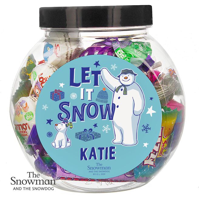 Personalised The Snowman & the Snowdog Sweet Jar
