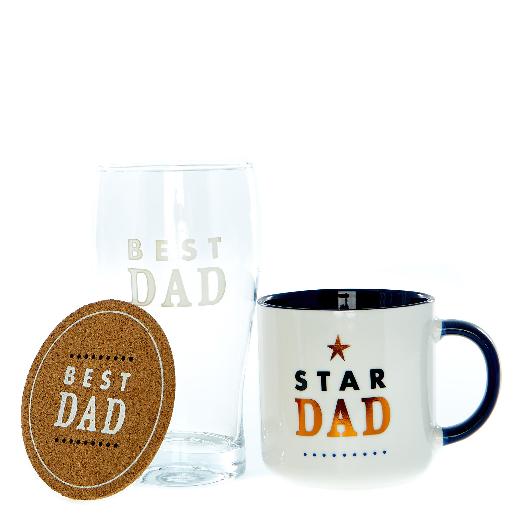 Buy Star Dad Mug, Coaster & Pint Glass Gift Set for GBP 3.00