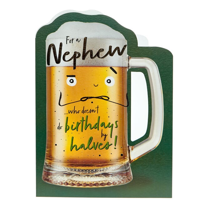 Nephew By Halves Beer Tankard Birthday Card