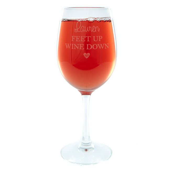 Personalised Wine Glass - Feet Up