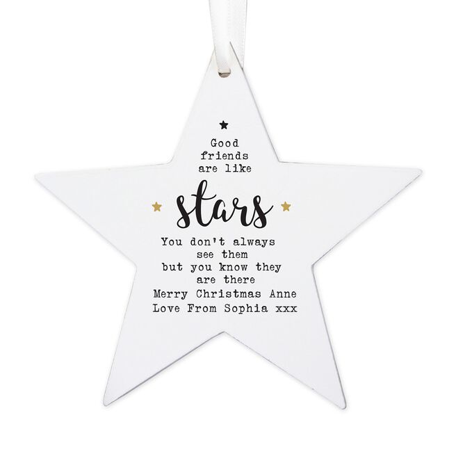 Personalised Good Friends Wooden Star Decoration