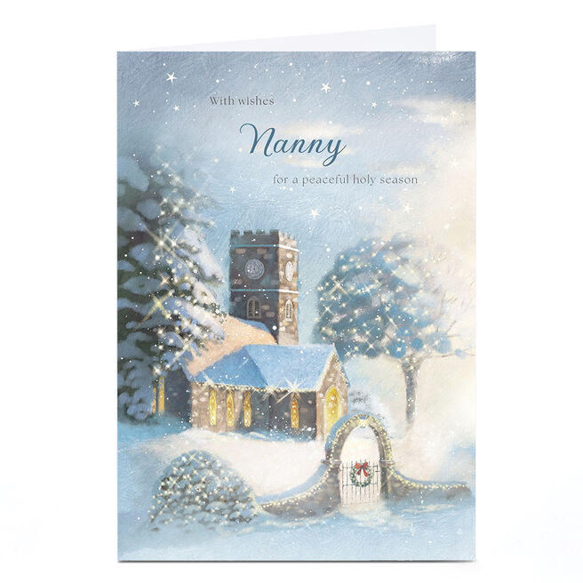 Personalised Christmas Card - Peaceful Snowy Church, Nanny
