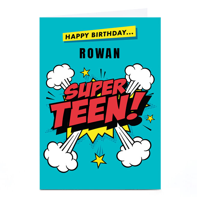 Personalised Hello Munki Birthday Card - Blue Super Teen