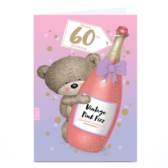 Personalised Hugs 60th Birthday Card - Vintage Pink Fizz