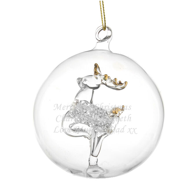 Personalised Glass Reindeer Bauble