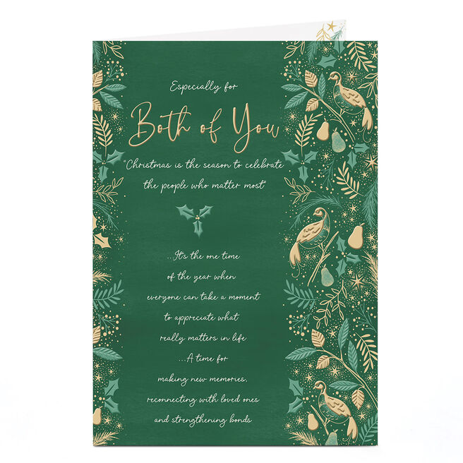 Christmas Card - Green and Gold Celebrate, Especially For Both Of You