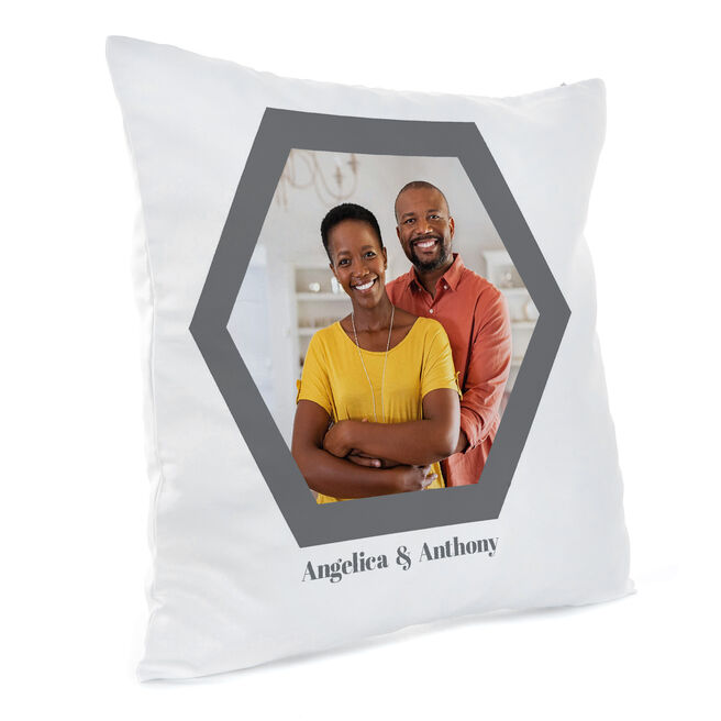 Personalised Photo Cushion - Hexagonal Photo and Name