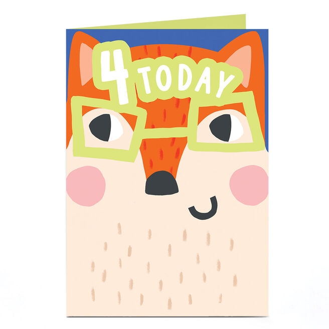4th Birthday Card - Fox in Glasses