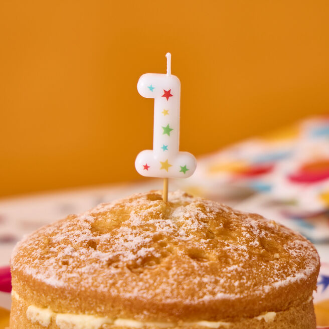 Star Print Number 1 Cake Candle