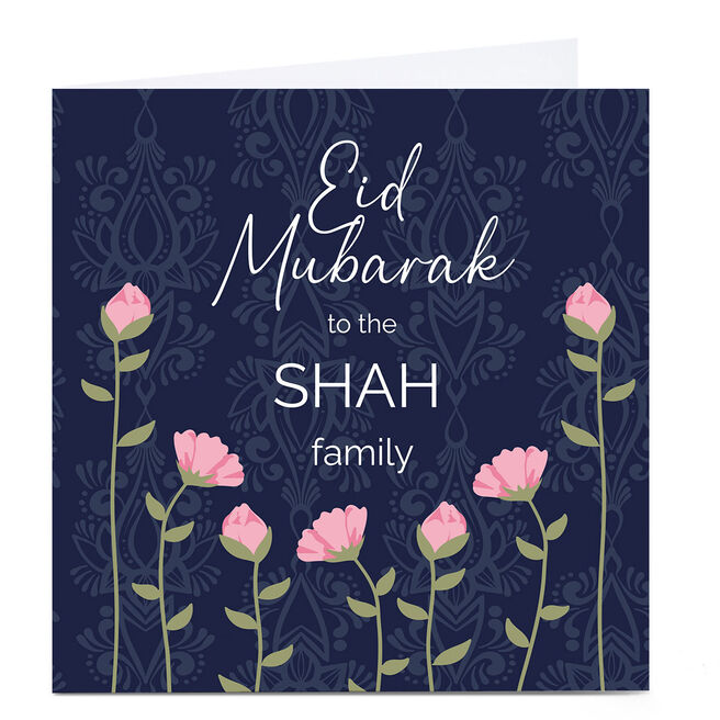 Personalised Roshah Designs Eid Card - Eid Mubarak Flowers