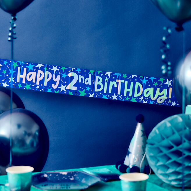 Happy 2nd Birthday Banner - Blue