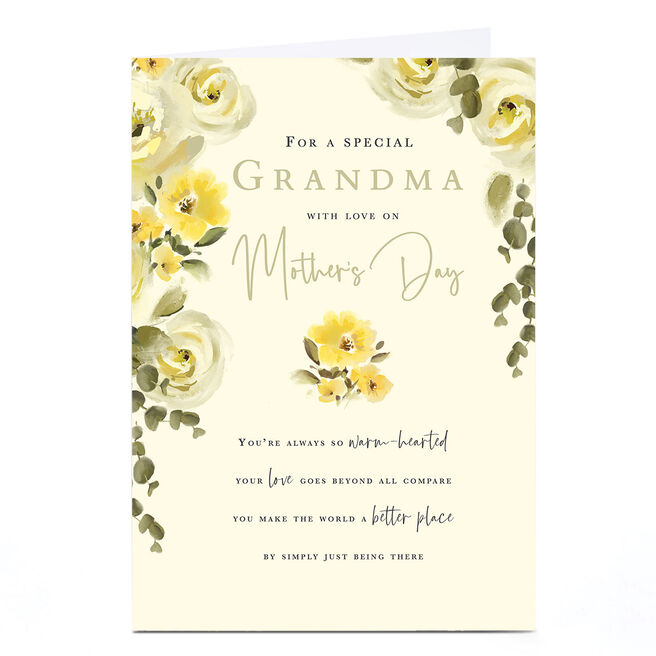 Personalised Mother's Day Card - Yellow Flowers Beyond Compare, Grandma