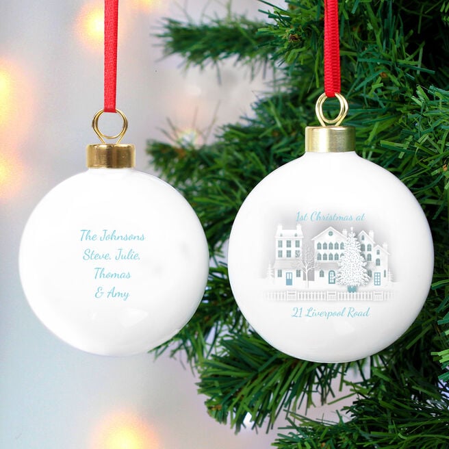 Personalised New Home Ceramic Christmas Bauble