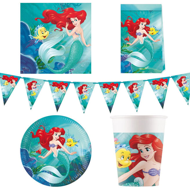 The Little Mermaid Party Tableware & Decorations Bundle - 16 Guests