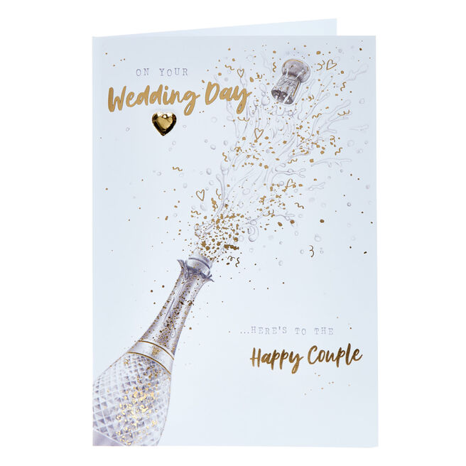 Popping Champagne Wedding Card