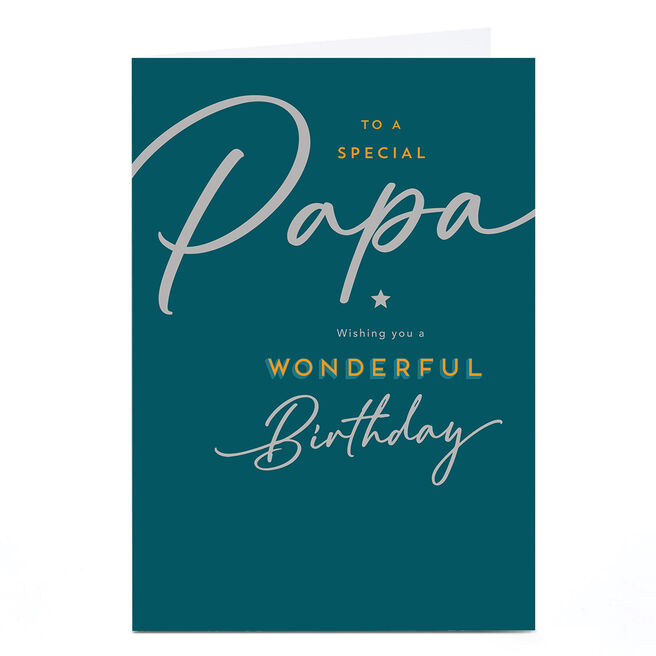 Birthday Card - Classic Script Wonderful Birthday, Papa