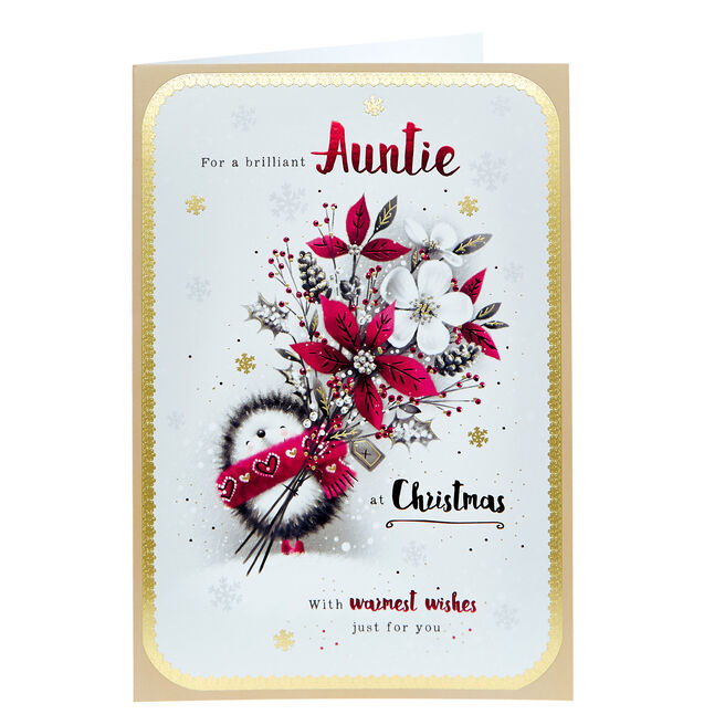 Christmas Card - Brilliant Auntie Hedgehog