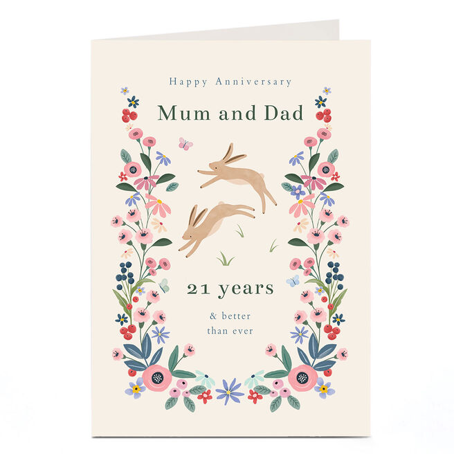 Personalised Anniversary Card - Leaping Hares