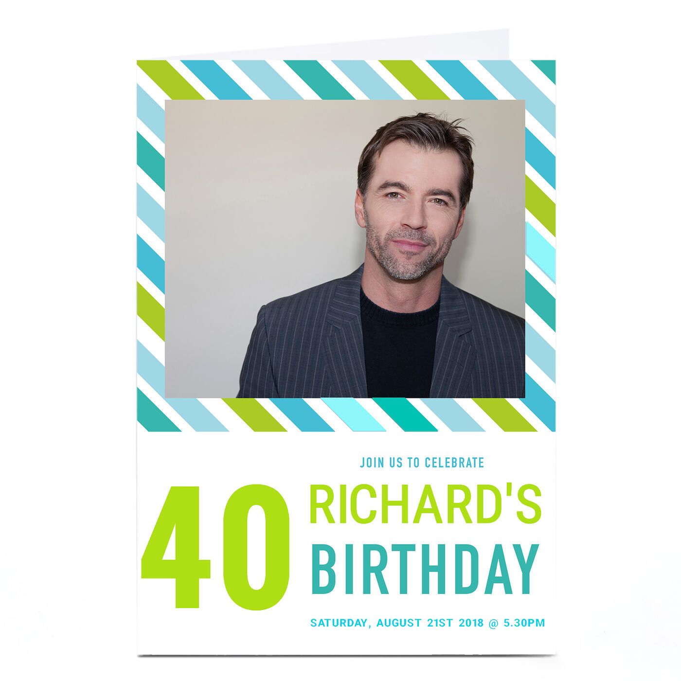 Buy Photo Birthday Invitation Blue and Green for GBP 1.79 Card