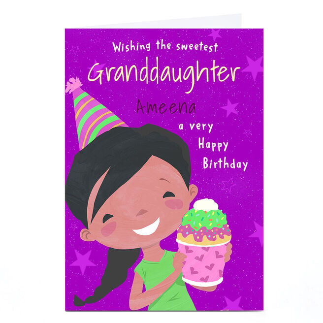 Personalised Birthday Card - Sweetest Granddaughter