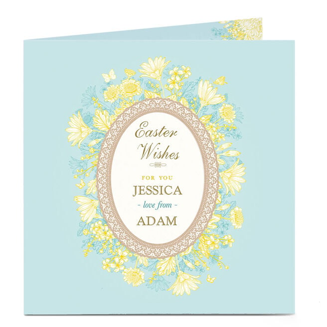 Personalised Easter Card - Lemon Floral Wishes