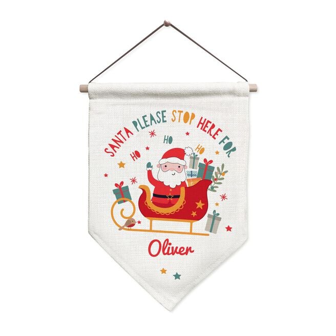 Personalised Santa Stop Here Banner,  Personalised Santa Stop Here Banner
