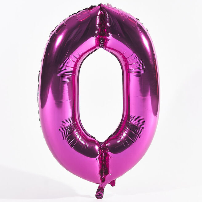 Pink Number 0 Foil Giant Helium Balloon (Deflated)
