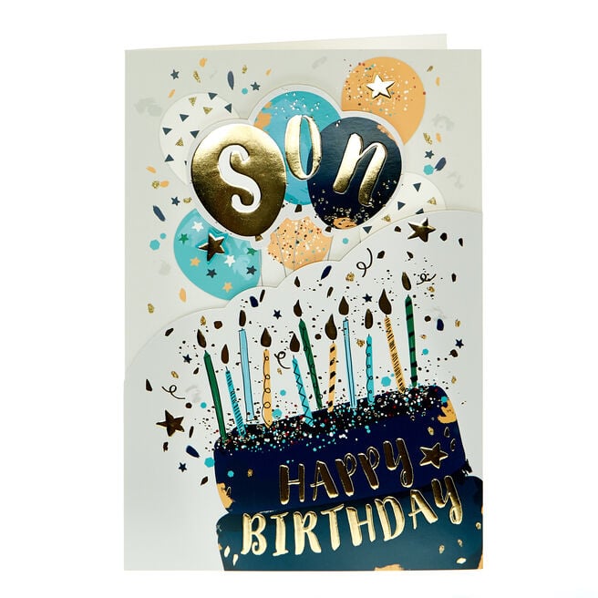 Birthday Card - Son Cake & Balloons