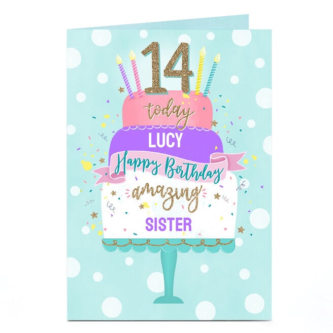 Personalised Birthday Card - Birthday Cake, Editable Recipient & Age