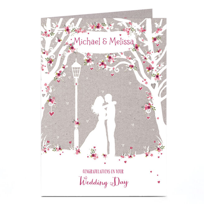 Personalised Wedding Card - Woodland Couple Silhouette