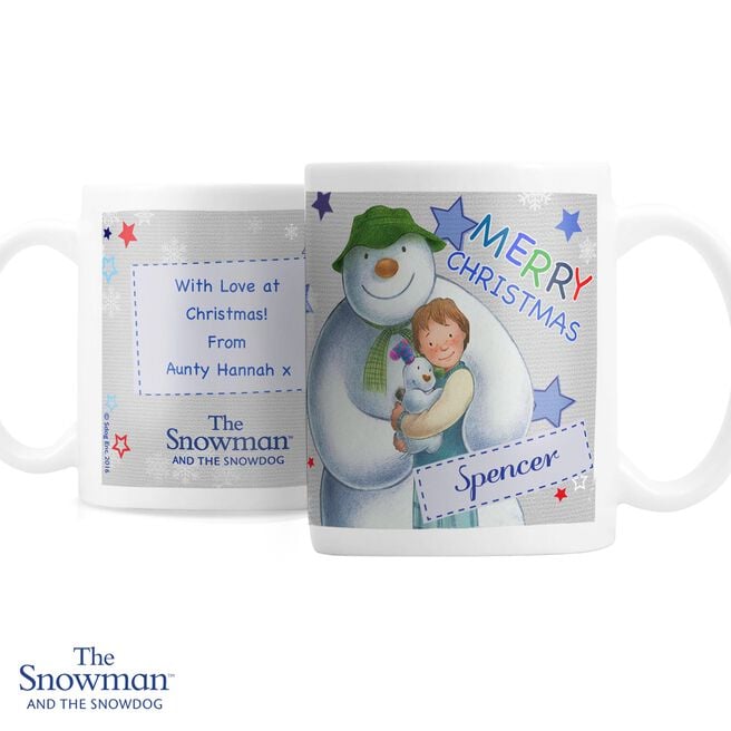 Personalised The Snowman & the Snowdog Blue Mug