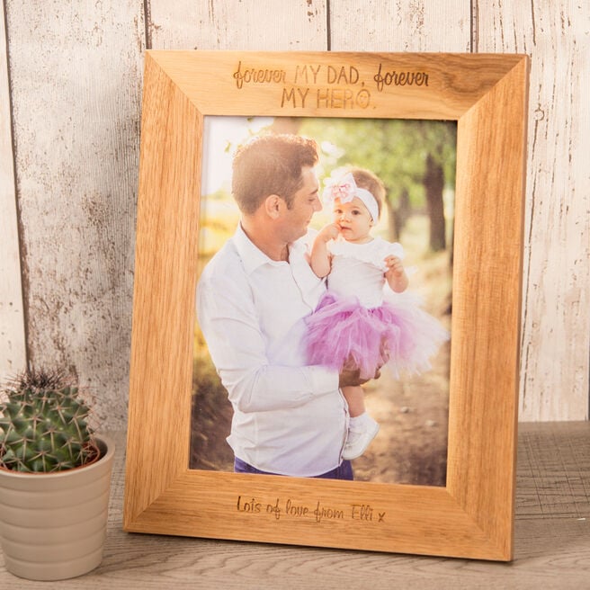 Personalised Engraved Wooden Photo Frame - Forever My Dad