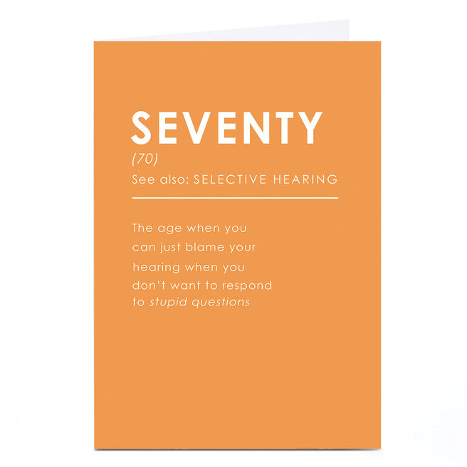 70th Birthday Card - Definition Selective Hearing