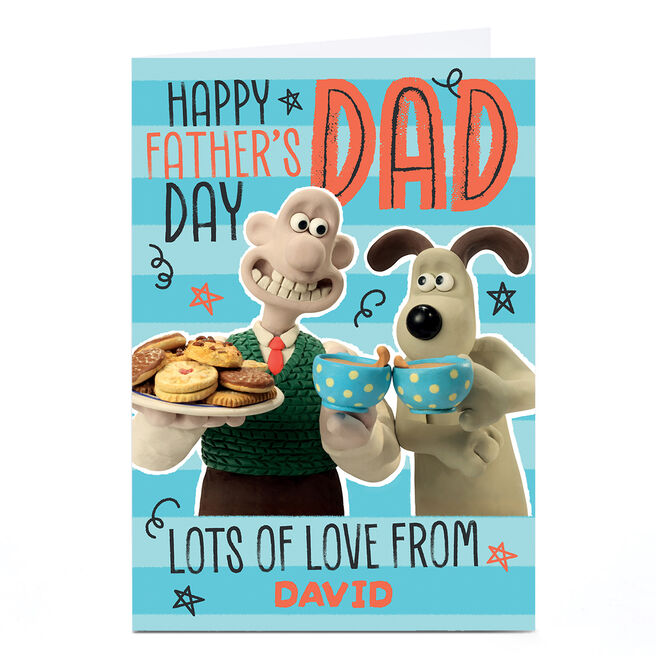 Personalised Wallace & Gromit Father's Day Card - Tea and Biscuits, Dad