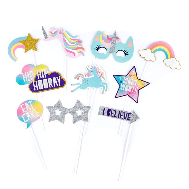 Unicorn Party Photo Booth Props - Pack of 10 