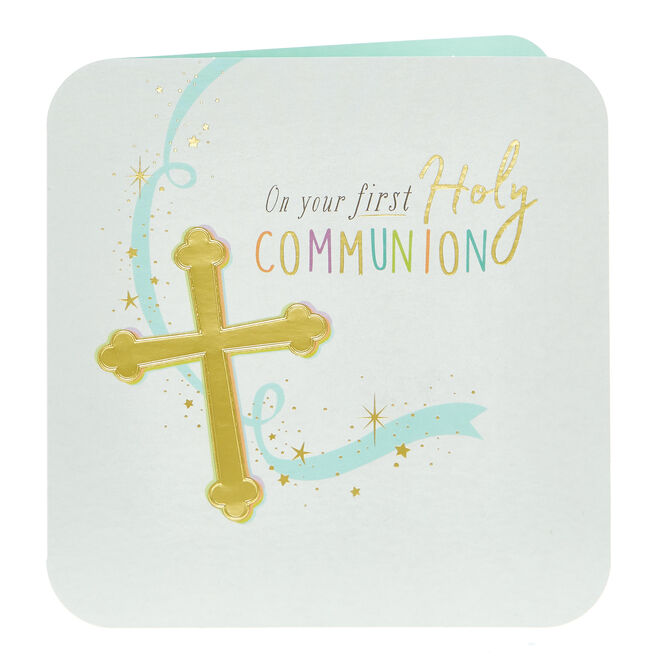 1st Communion Card - Golden Cross