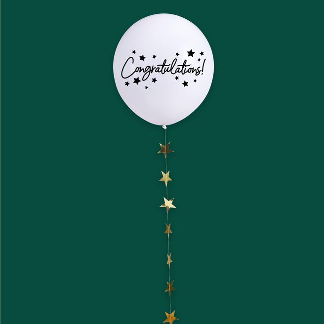 Congratulations 18-Inch Latex Balloon & Trailing Star Tail