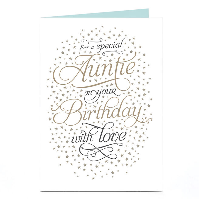 Birthday Card - Special Auntie Script and Stars