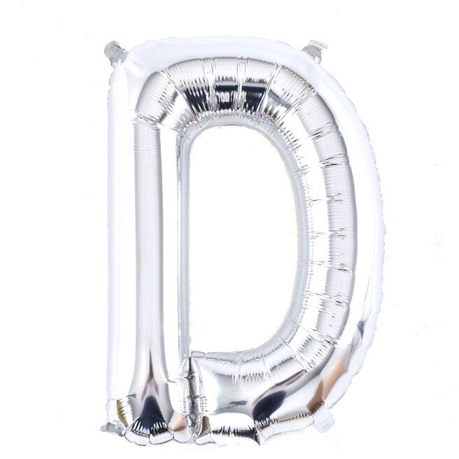 Silver Letter D Air-Inflated Balloon