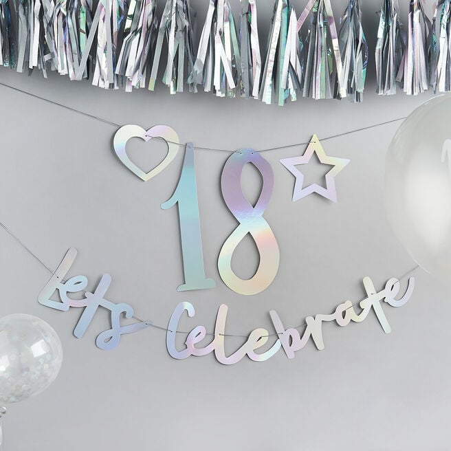 Metallic Iridescent Lets Celebrate Customisable Card Banner x2 2m