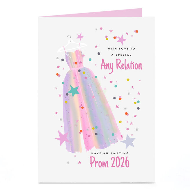 Personalised Prom Card - Rainbow Dress, Any Name