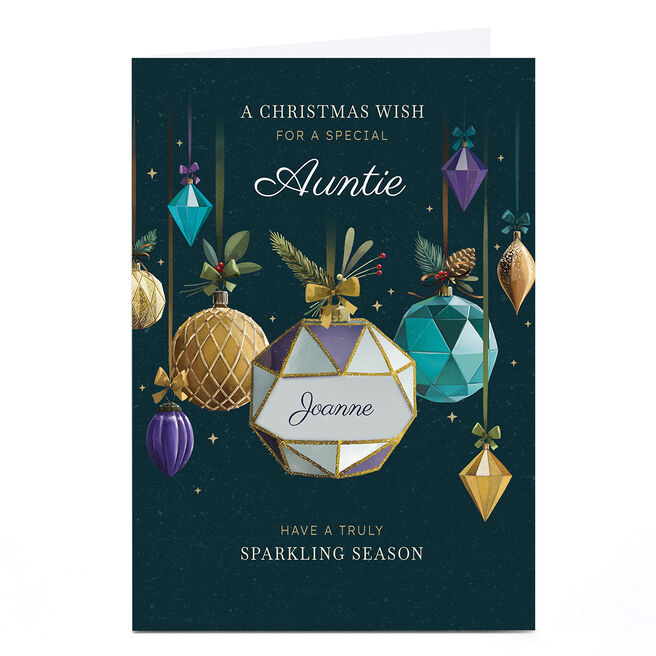 Personalised Christmas Card - Geometric Bauble, Auntie