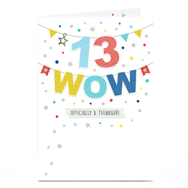 13th Birthday Card - Officially a Teenager Bunting