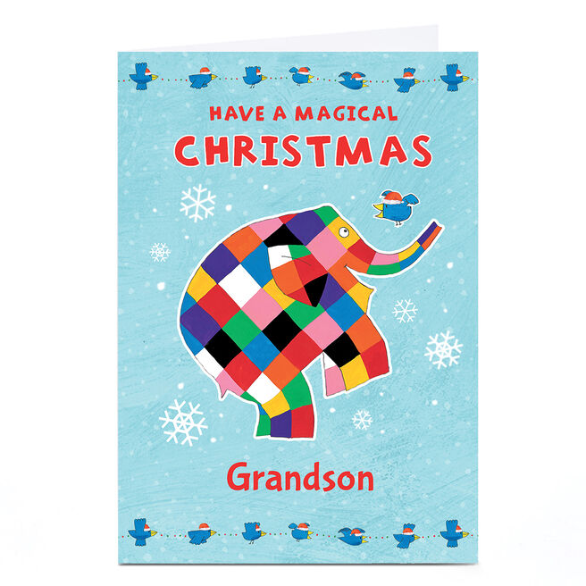 Personalised Elmer The Elephant Christmas Card - Magical